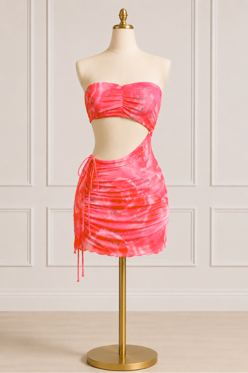 Vestido Ana Color Rosado Corto de Tul