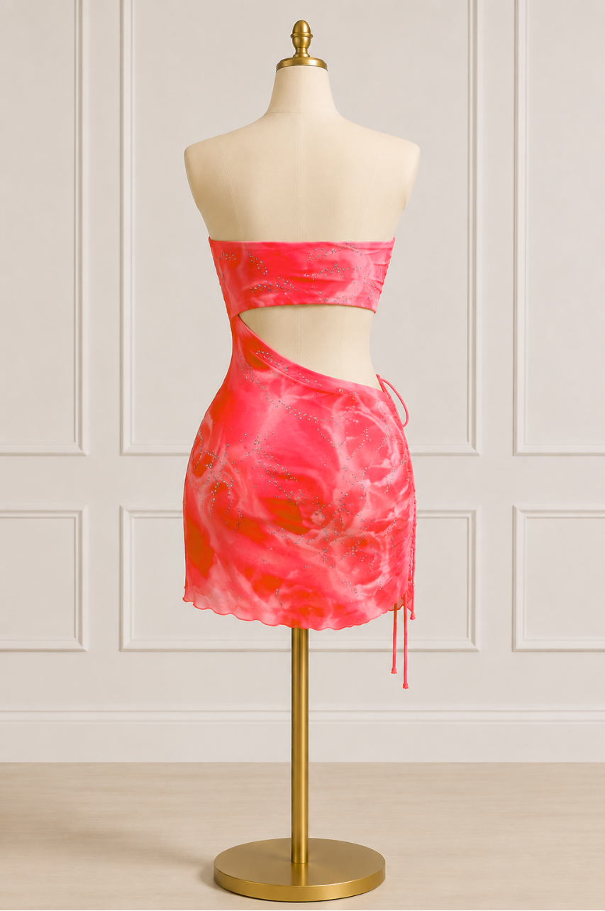 Vestido Ana Color Rosado Corto de Tul