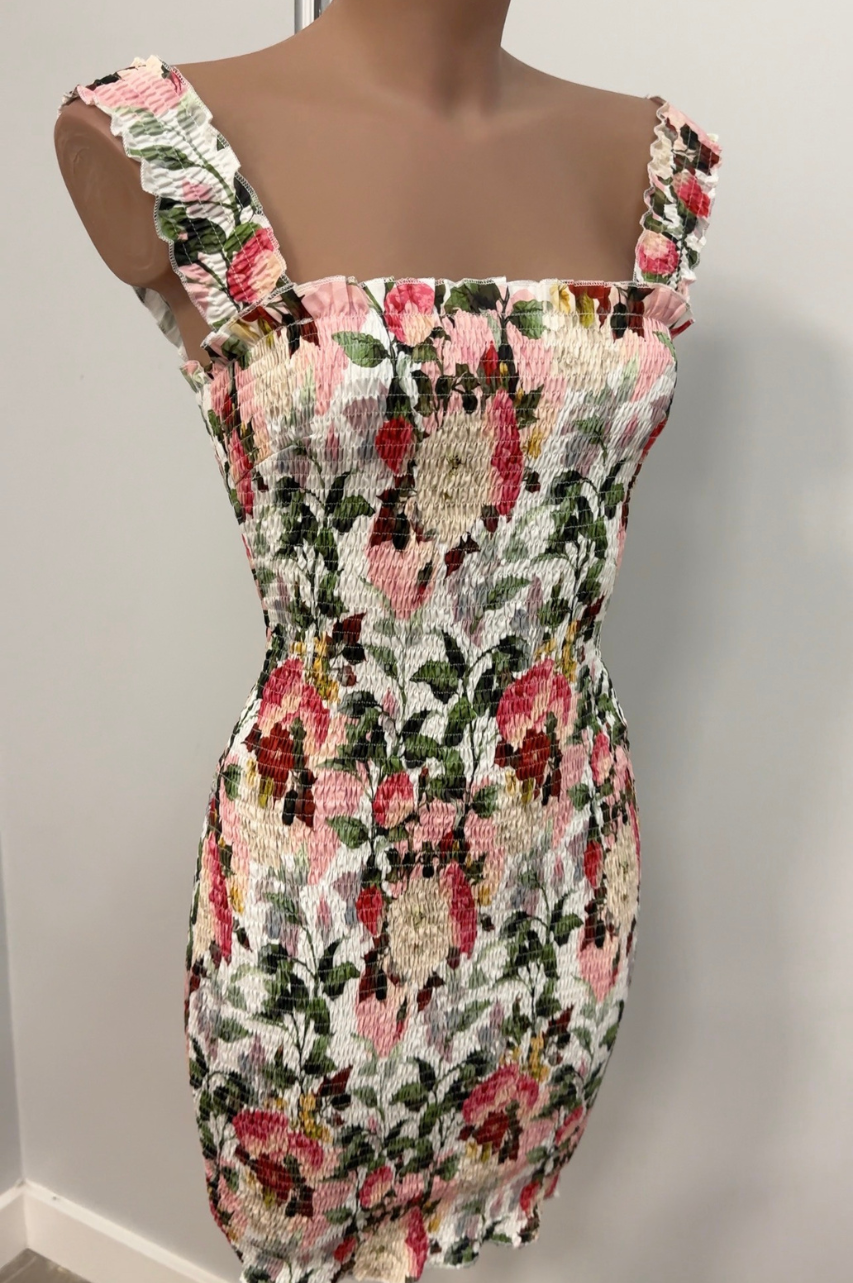 Vestido Marla Corto Nido de Abeja Estampado