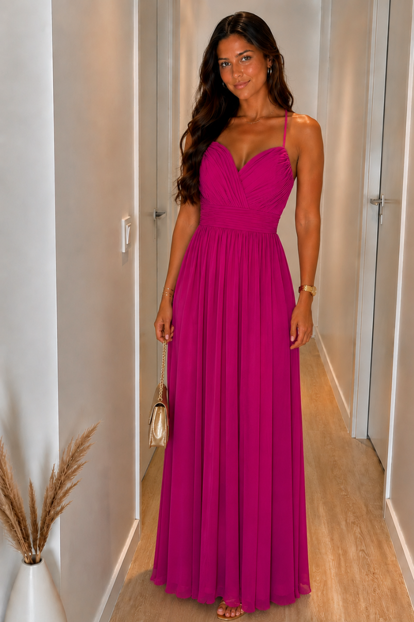 Gisela Vestido Largo Fucsia
