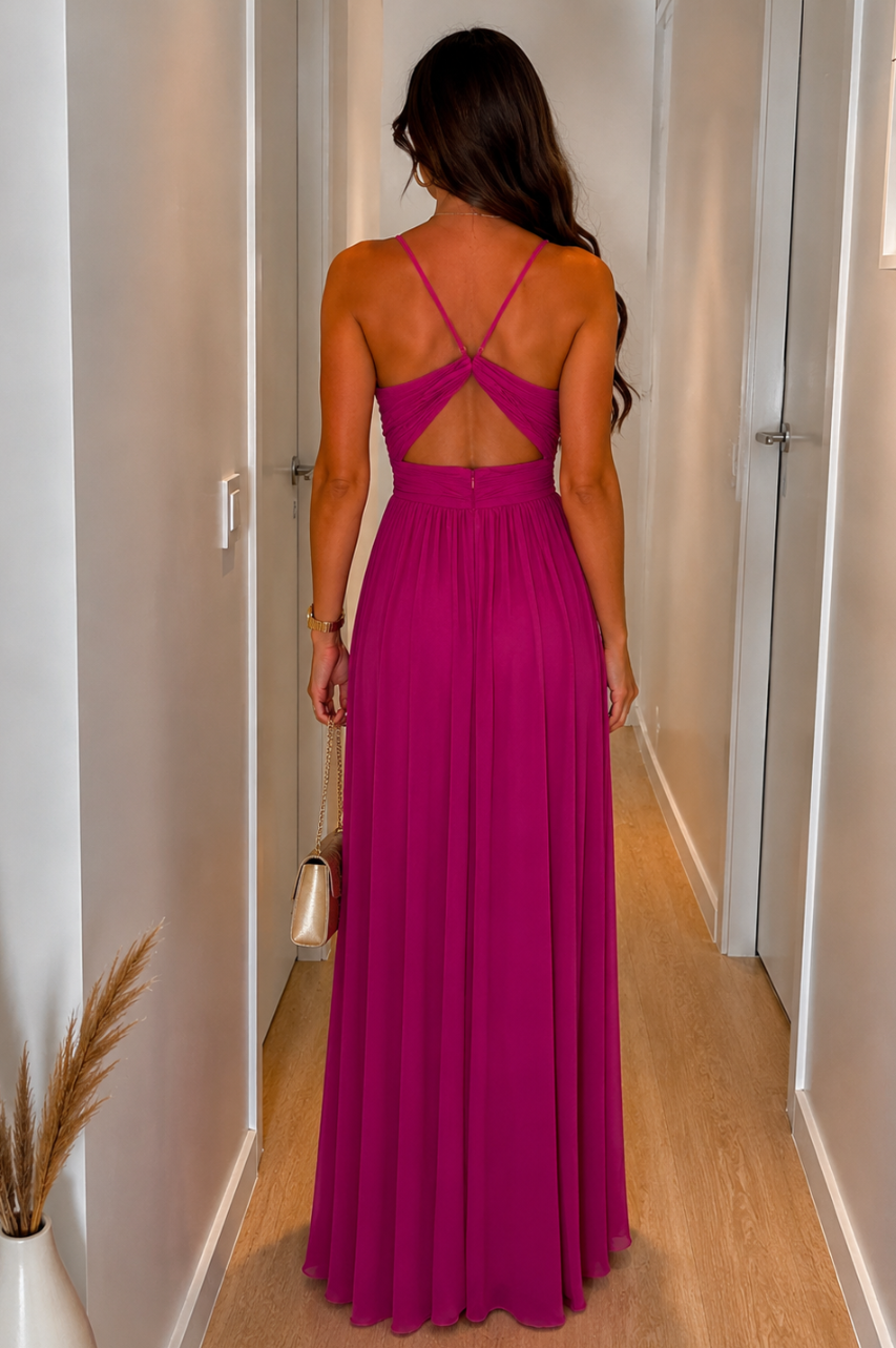 Gisela Vestido Largo Fucsia