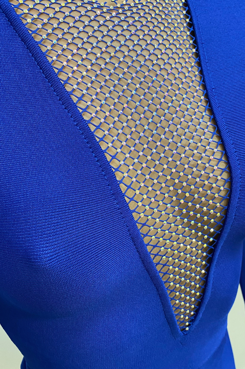 Vestido Bandage Mirta Azul Royal con transparencias