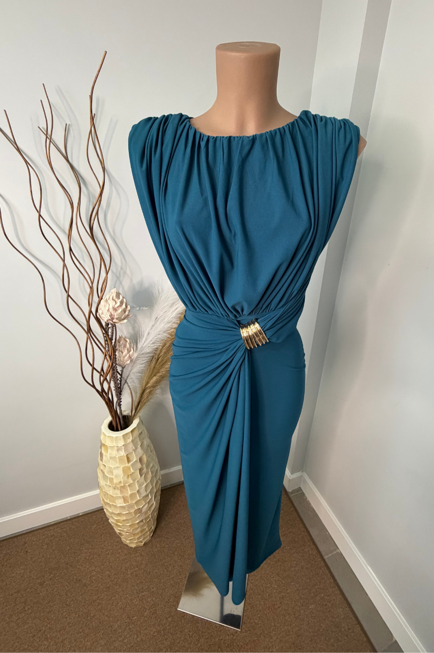 Vestido Midi Sandra Petróleo