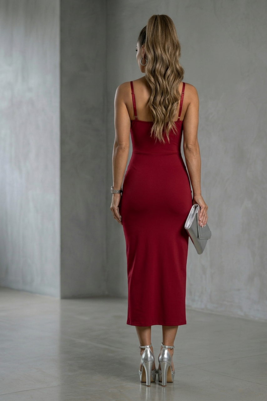 Vestido Midi Julia Burdeos