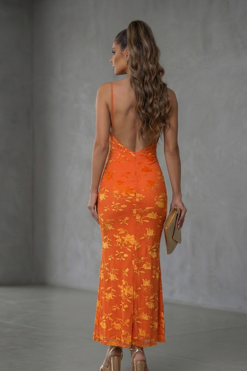 Vestido Largo Betania Naranja
