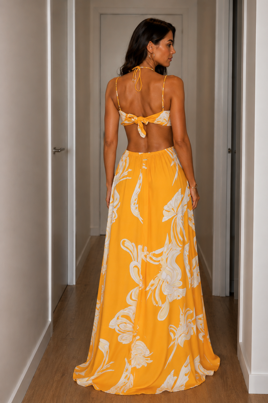 Chary Vestido Largo Amarillo
