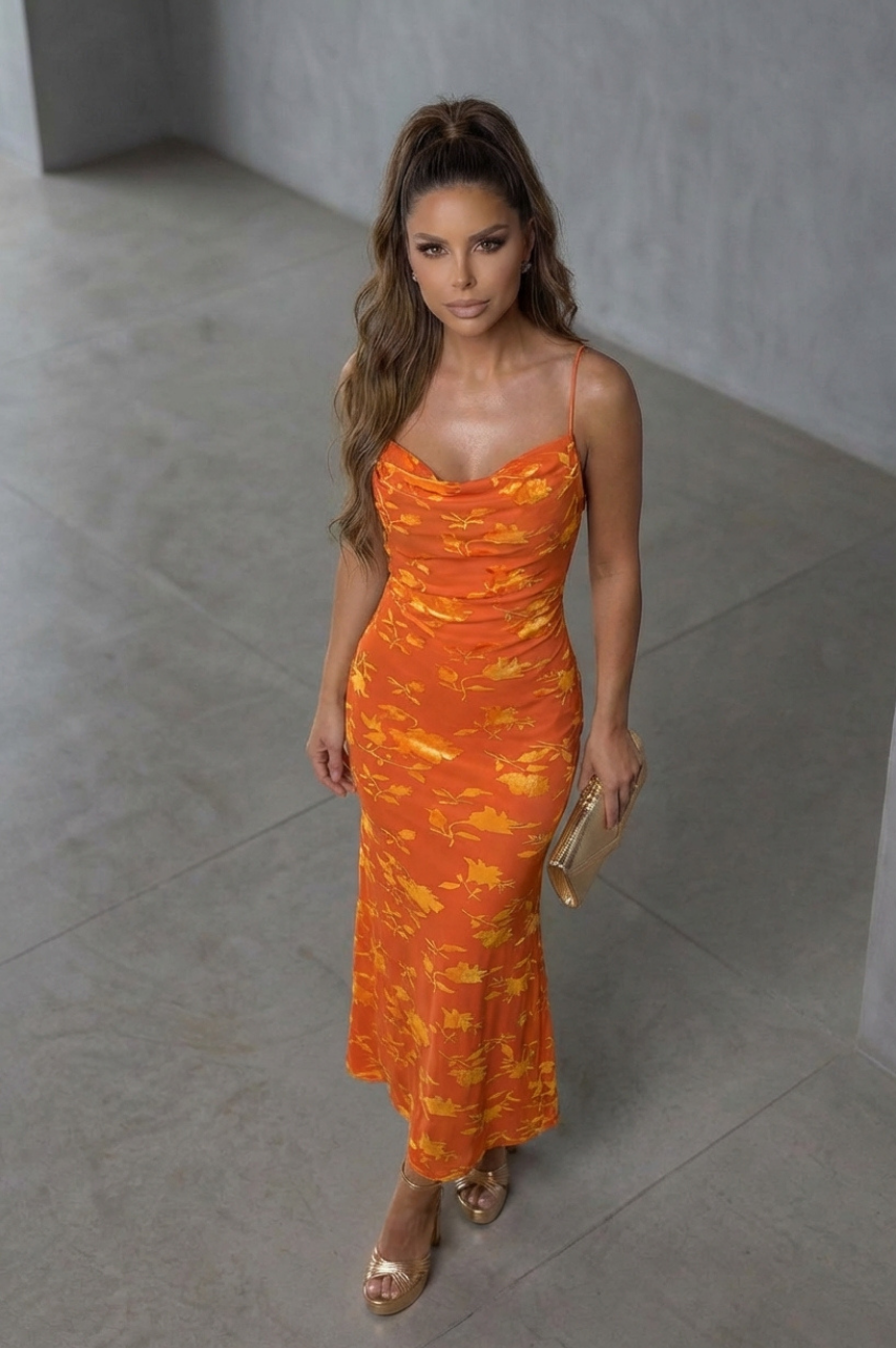 Vestido Largo Betania Naranja