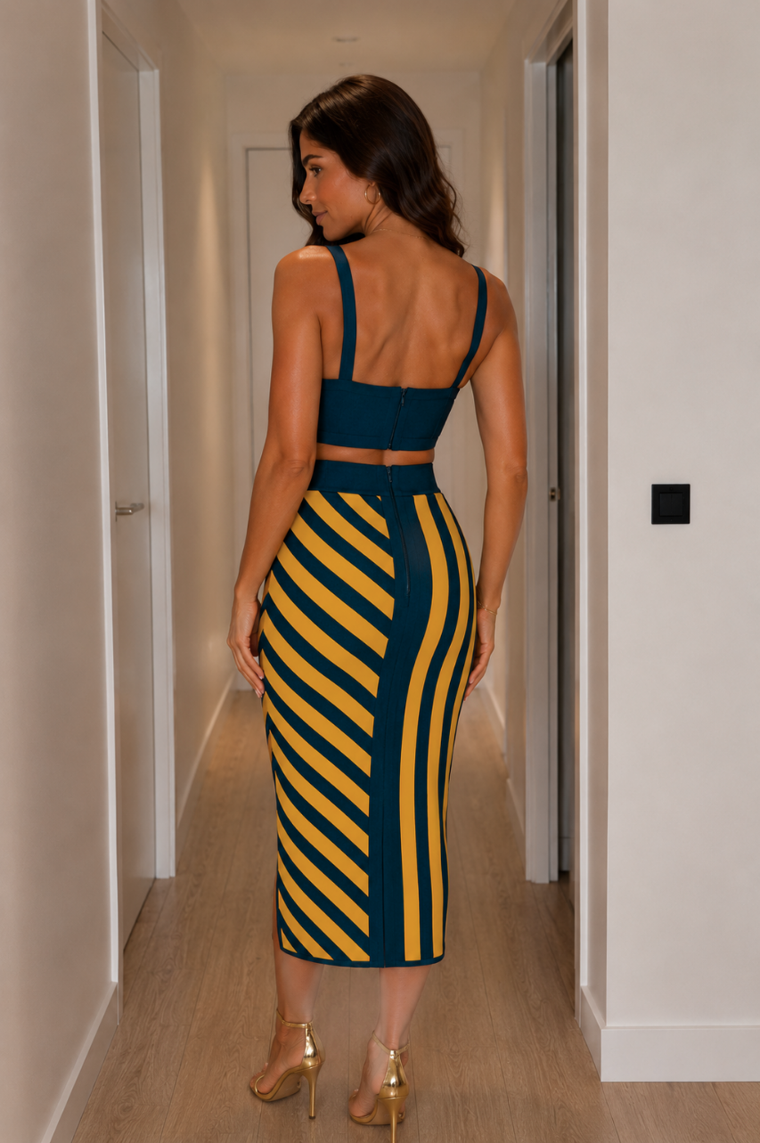 Conjunto Bandage Valentina Petroleo y Amarillo