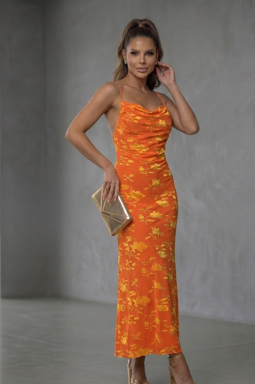 Vestido Largo Betania Naranja