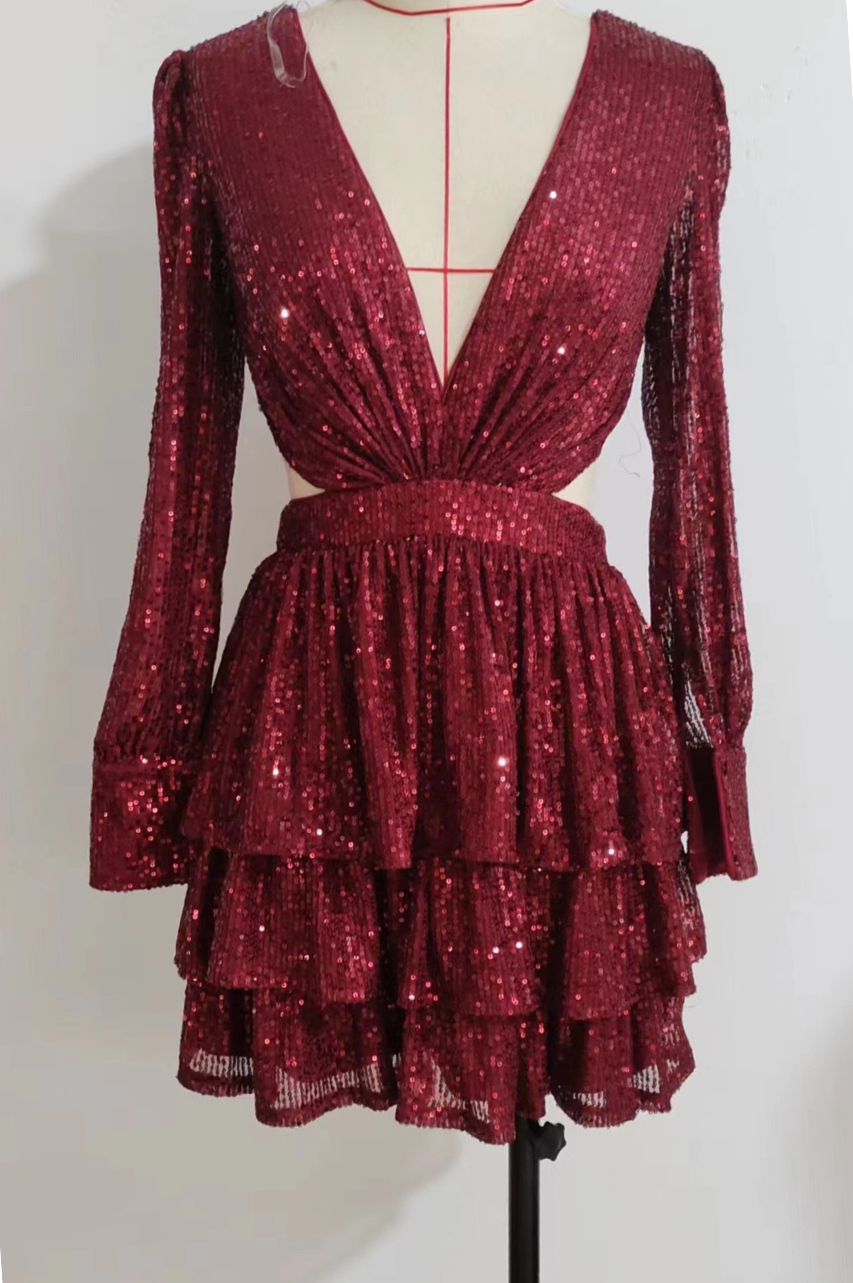 Vestido Elena Granate Lentejuelas