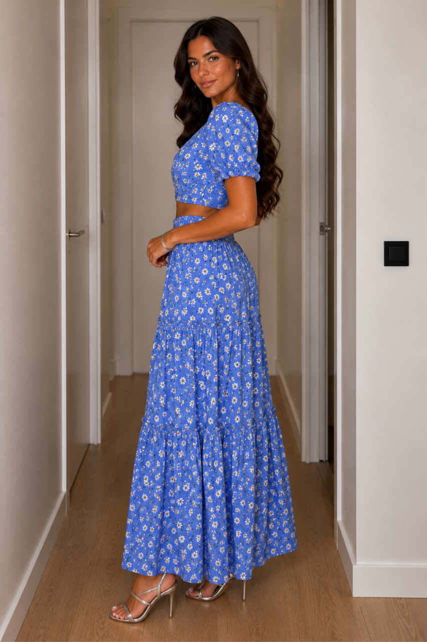 Conjunto Lívia Azul de falda Larga y Top