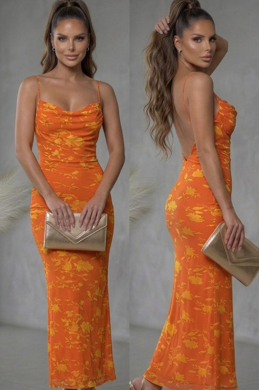 Vestido Largo Betania Naranja