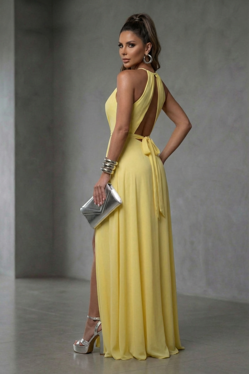 Vestido Largo Claudia Amarillo