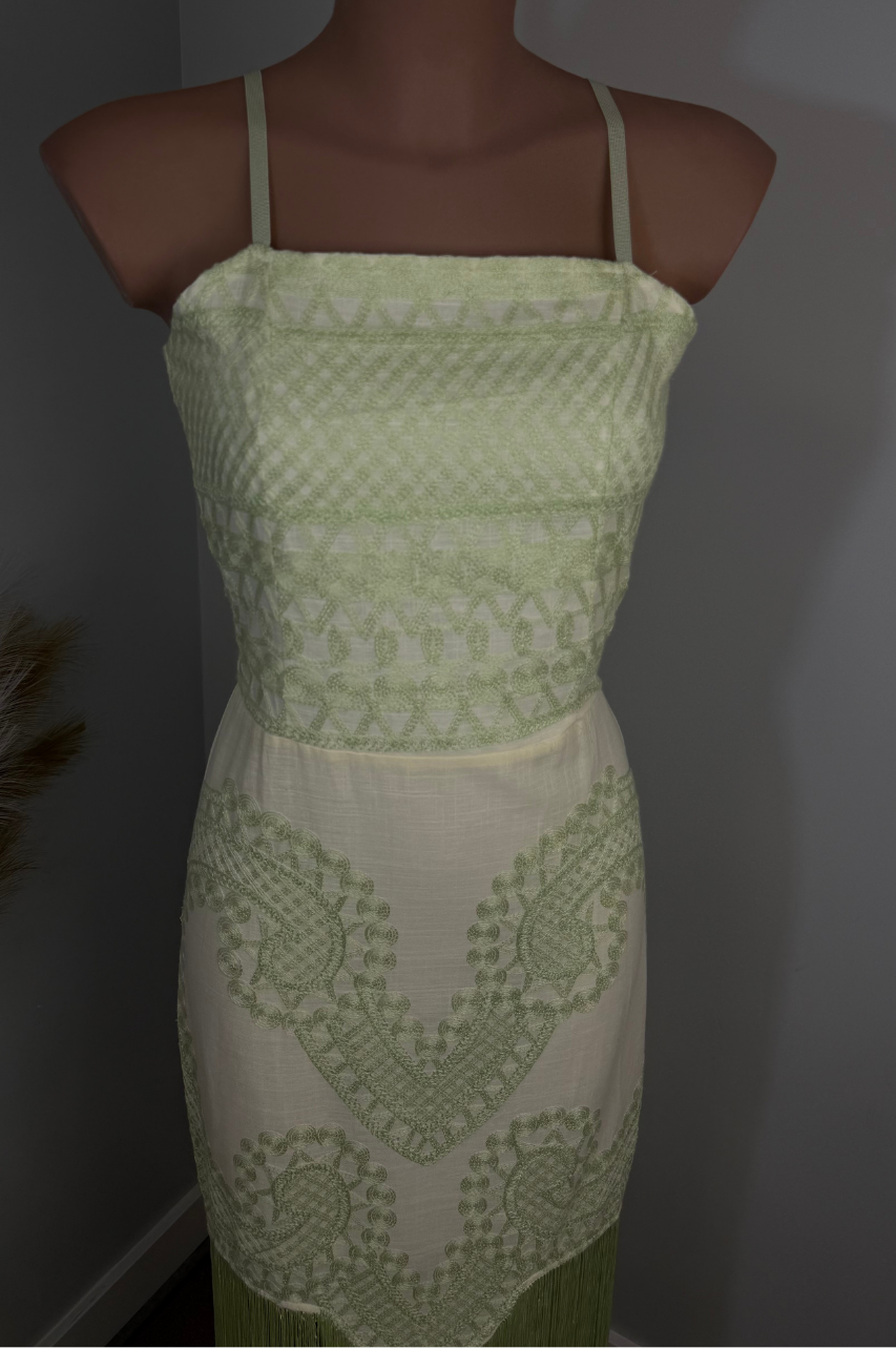 Vestido Vera de Flecos Color Verde