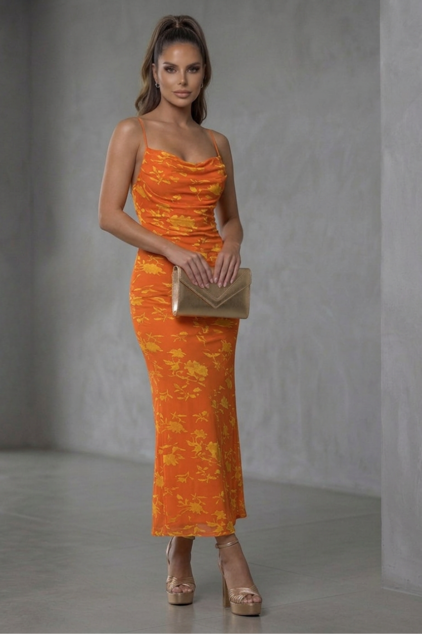 Vestido Largo Betania Naranja