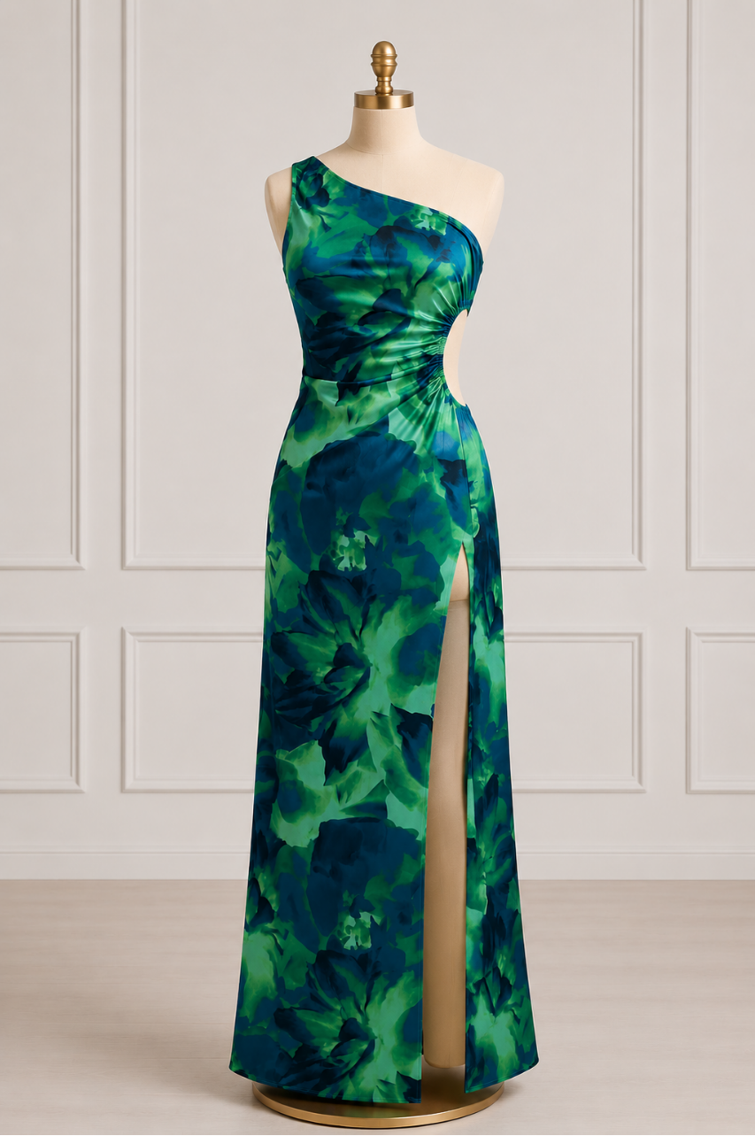 Vestido Dyana Asimétrico Largo Verde