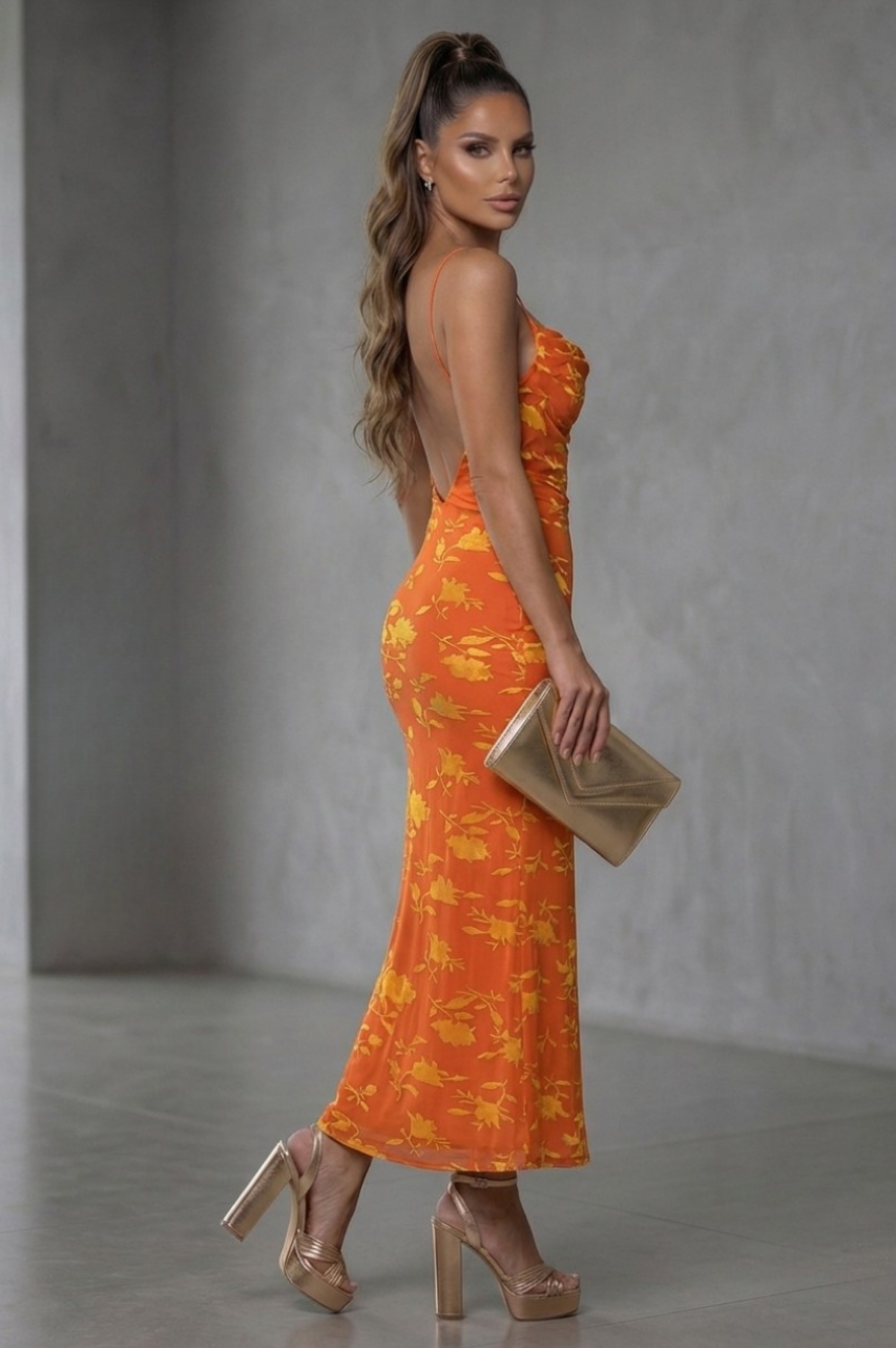 Vestido Largo Betania Naranja