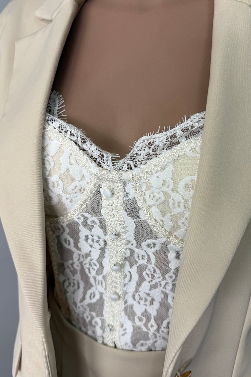 Top Fátima Encaje Crema