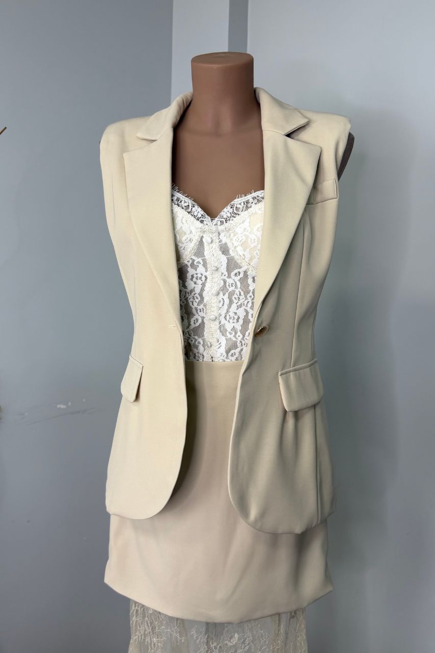 Top Fátima Encaje Crema
