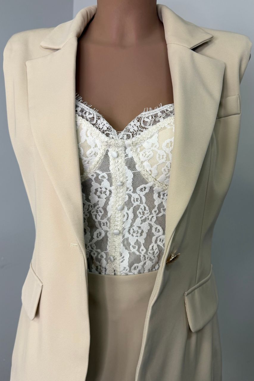 Top Fátima Encaje Crema