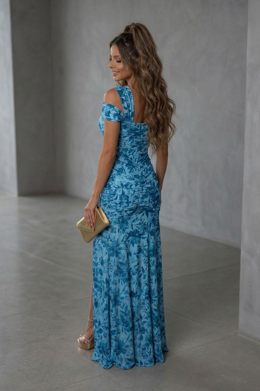 Vestido Largo Mel estampado azul