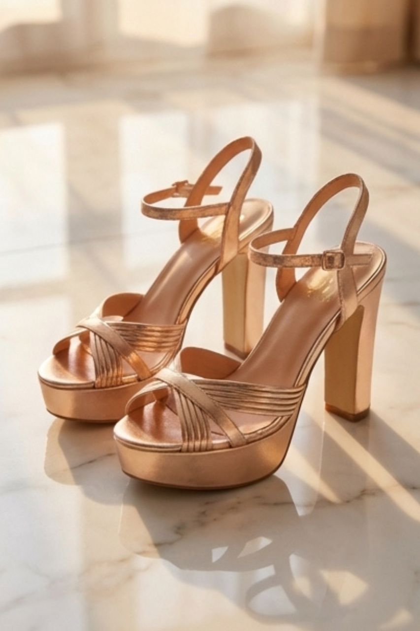 Sandalia Soledad Dorado de tacón