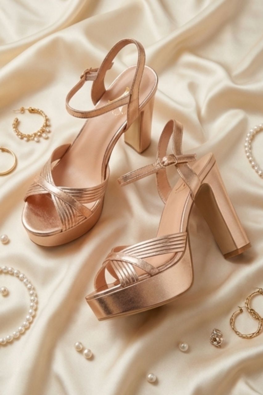 Sandalia Soledad Dorado de tacón