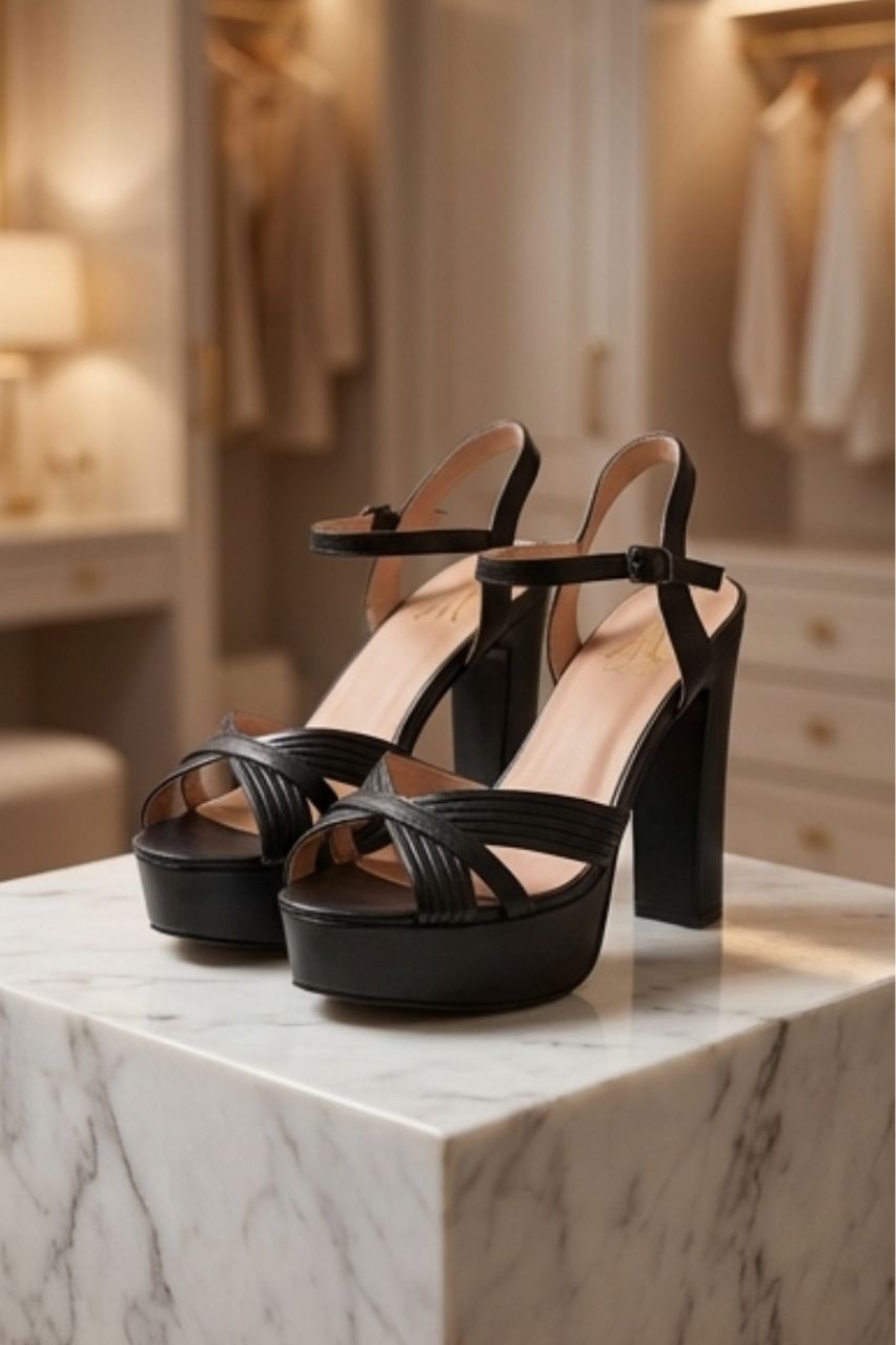 Sandalia Soledad Negro de tacón