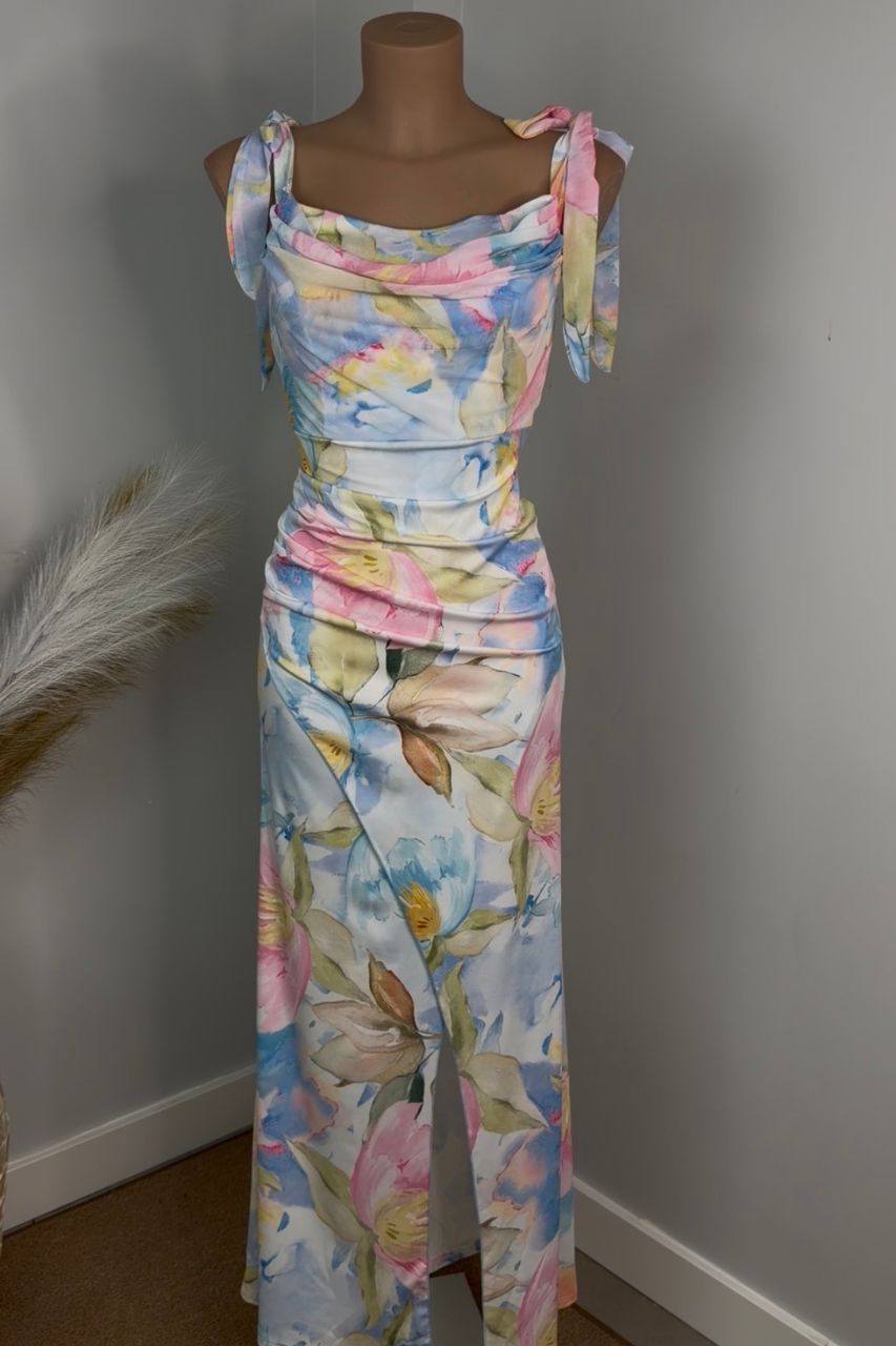 Vestido Largo Tamires estampado azul