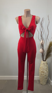 Katusca Mono Largo Rojo sin mangas con detalle escote ajustable