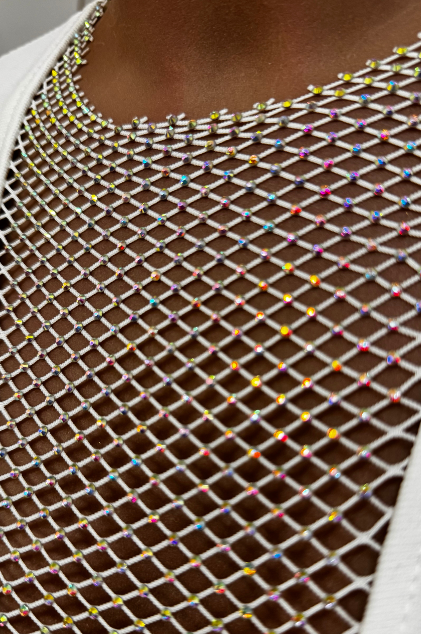 Vestido Bandage Mirta blanco con transparencias