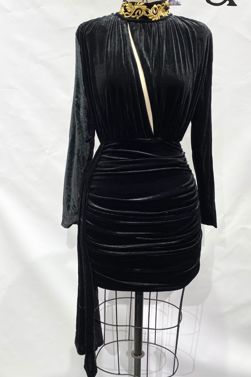 Vestido Carmelia de Terciopelo Negro