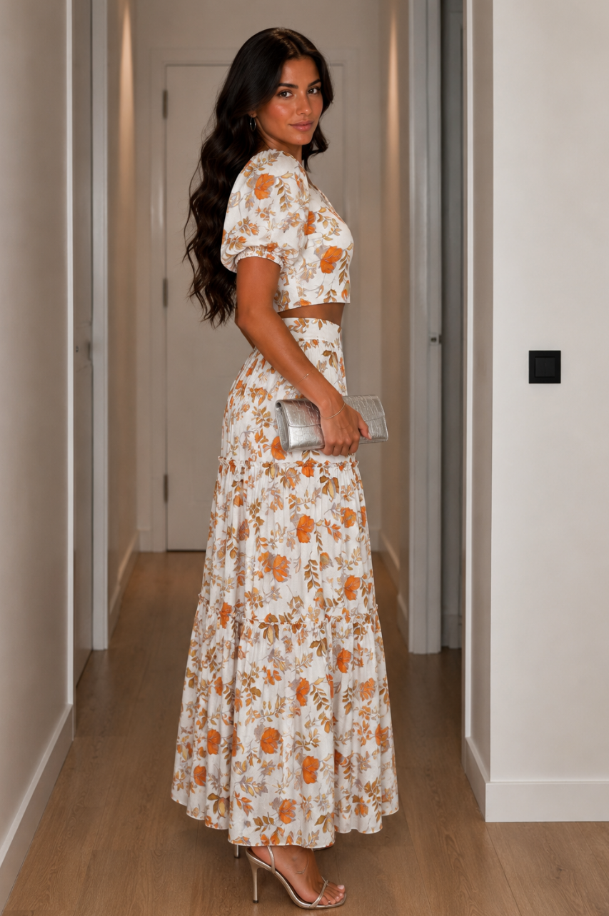 Conjunto Lívia Blanco de falda Larga y Top
