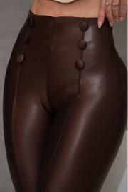 Legging Flora Marrón Efecto Moldeador y Brillo Satinado