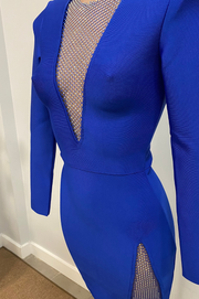 Vestido Bandage Mirta Azul Royal con transparencias