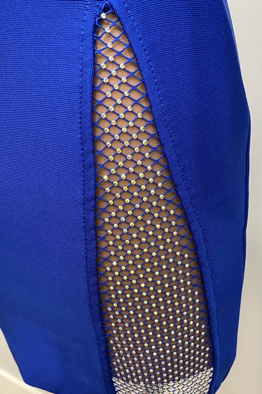 Vestido Bandage Mirta Azul Royal con transparencias