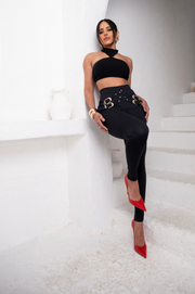Pantalón Bethy Negro con detalle cinturón entrecruzado