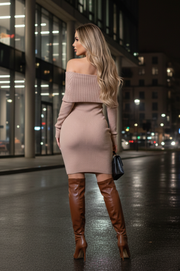 Viena Vestido Beige de Punto manga larga