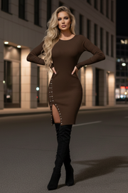 Maya Vestido Marrón manga larga