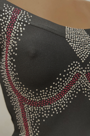 July Vestido Bandage Negro Bordado de Piedritas