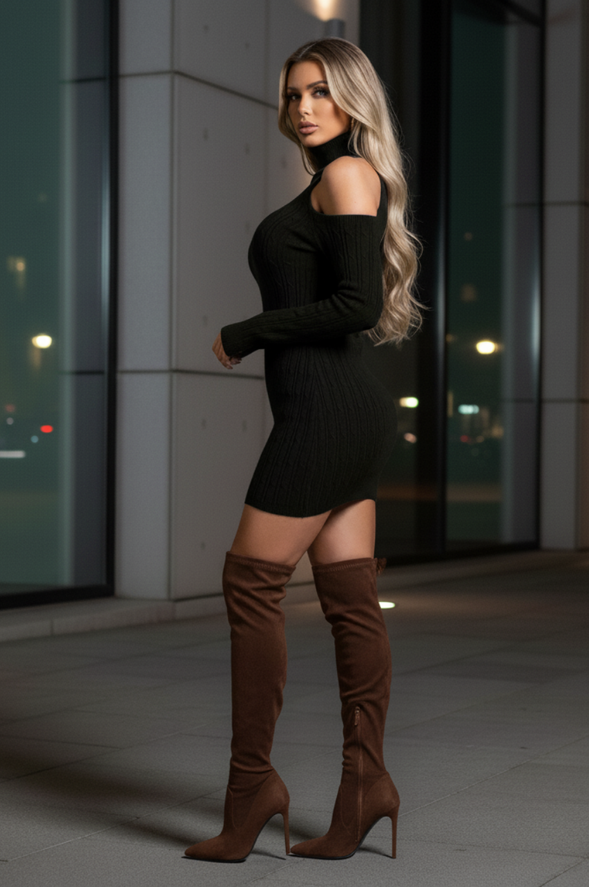 July Vestido de Punto Negro