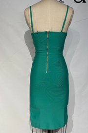 Vestido Joyce Bandage Verde  Efecto Corset & Abertura Elegante