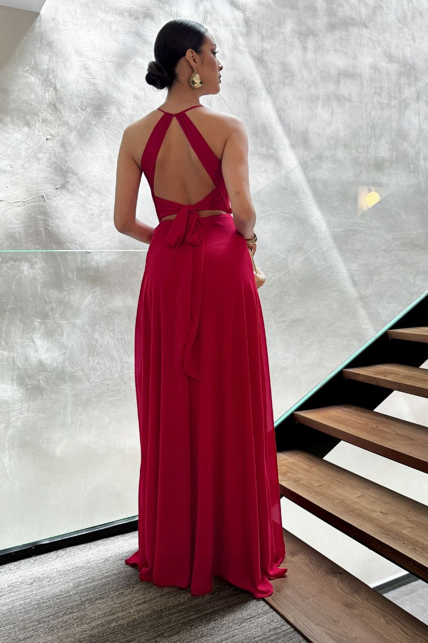 Vestido Largo Claudia Rojo