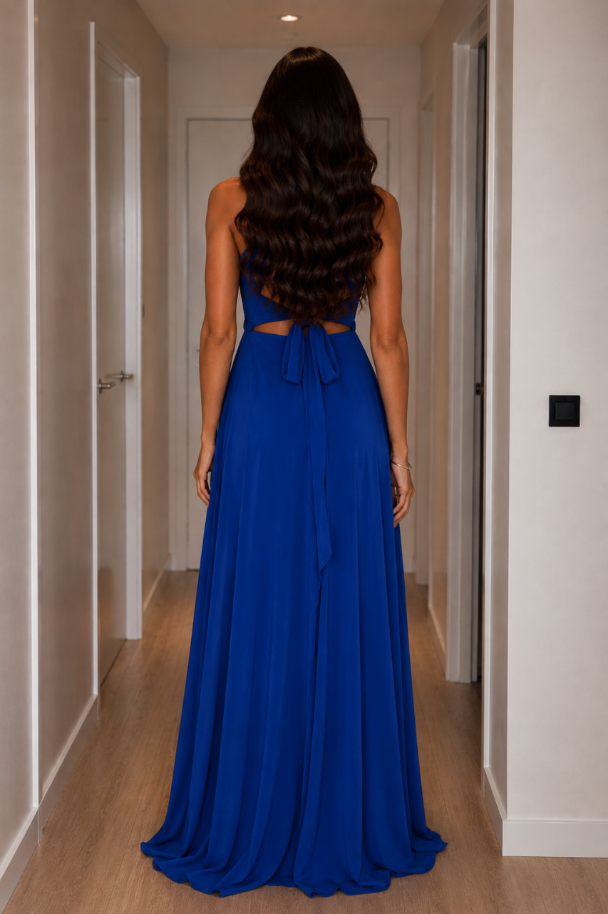 Vestido Largo Claudia Azul Royal