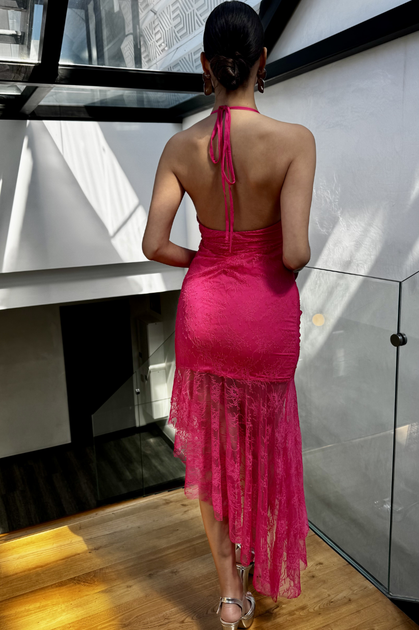 Vestido Selina de Encaje Color Fucsia