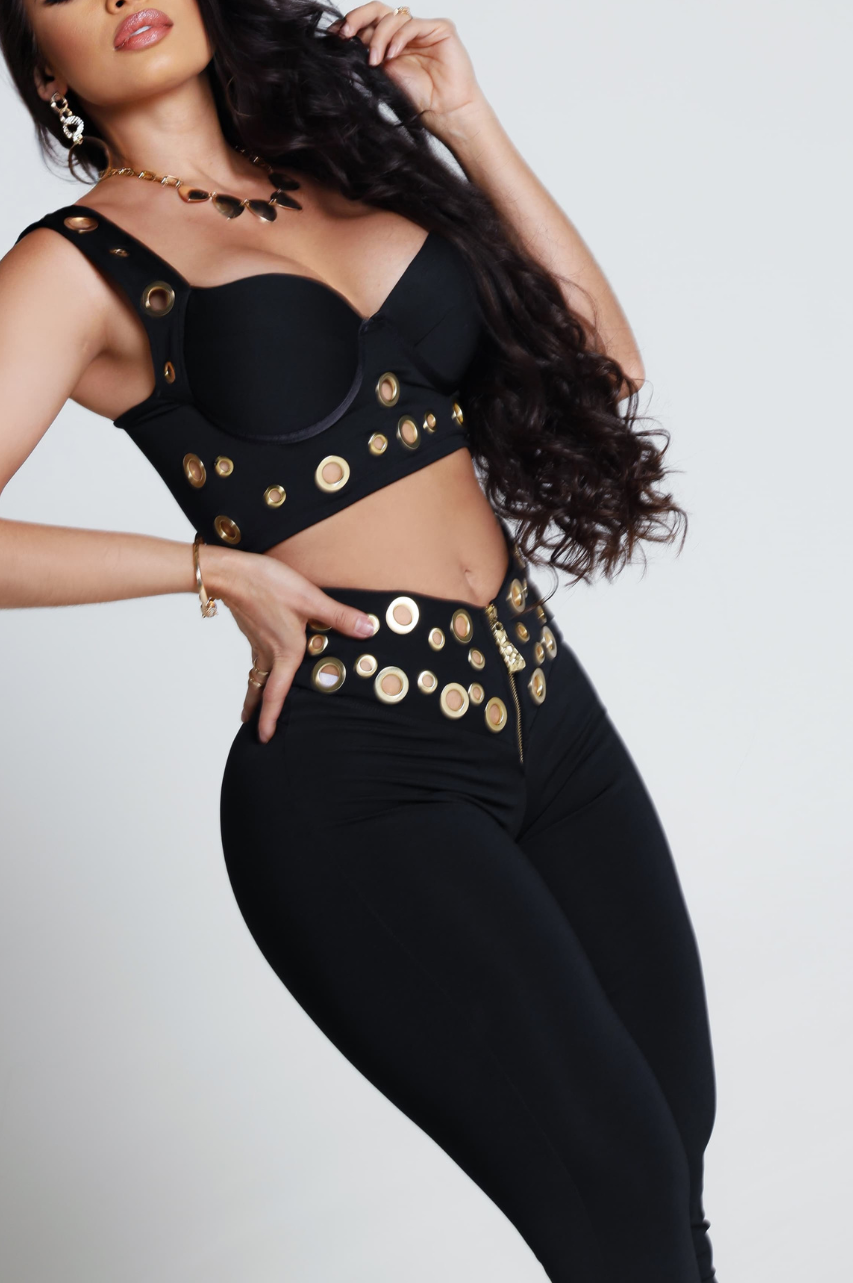 Zoe Conjunto Negro de Top y Pantalón