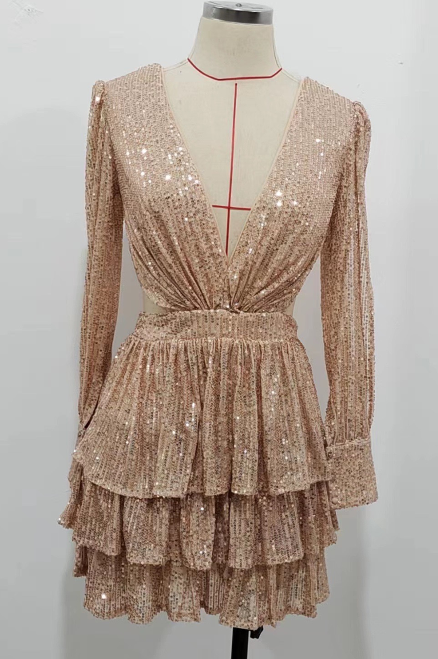 Vestido Elena Dorado Lentejuelas