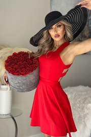 Vestido Rosalia Rojo Corto con espalda cruzada semi descubierta
