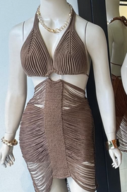 Vestido Dara  Hecho a Mano en Hilo Chocolate con Short Incorporado