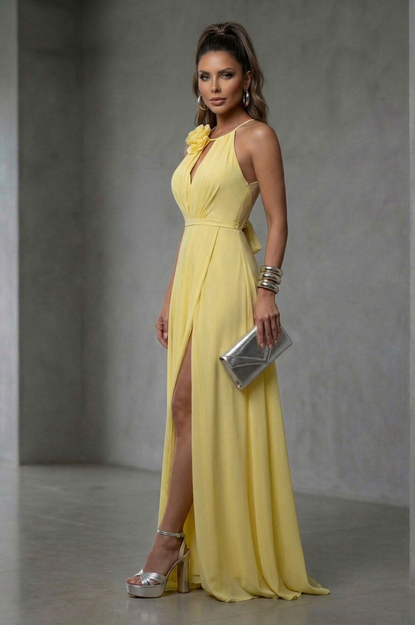 Vestido Largo Claudia Amarillo